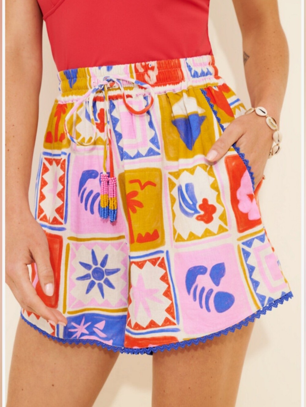 Farm Rio Linen Printed Colorful Shorts